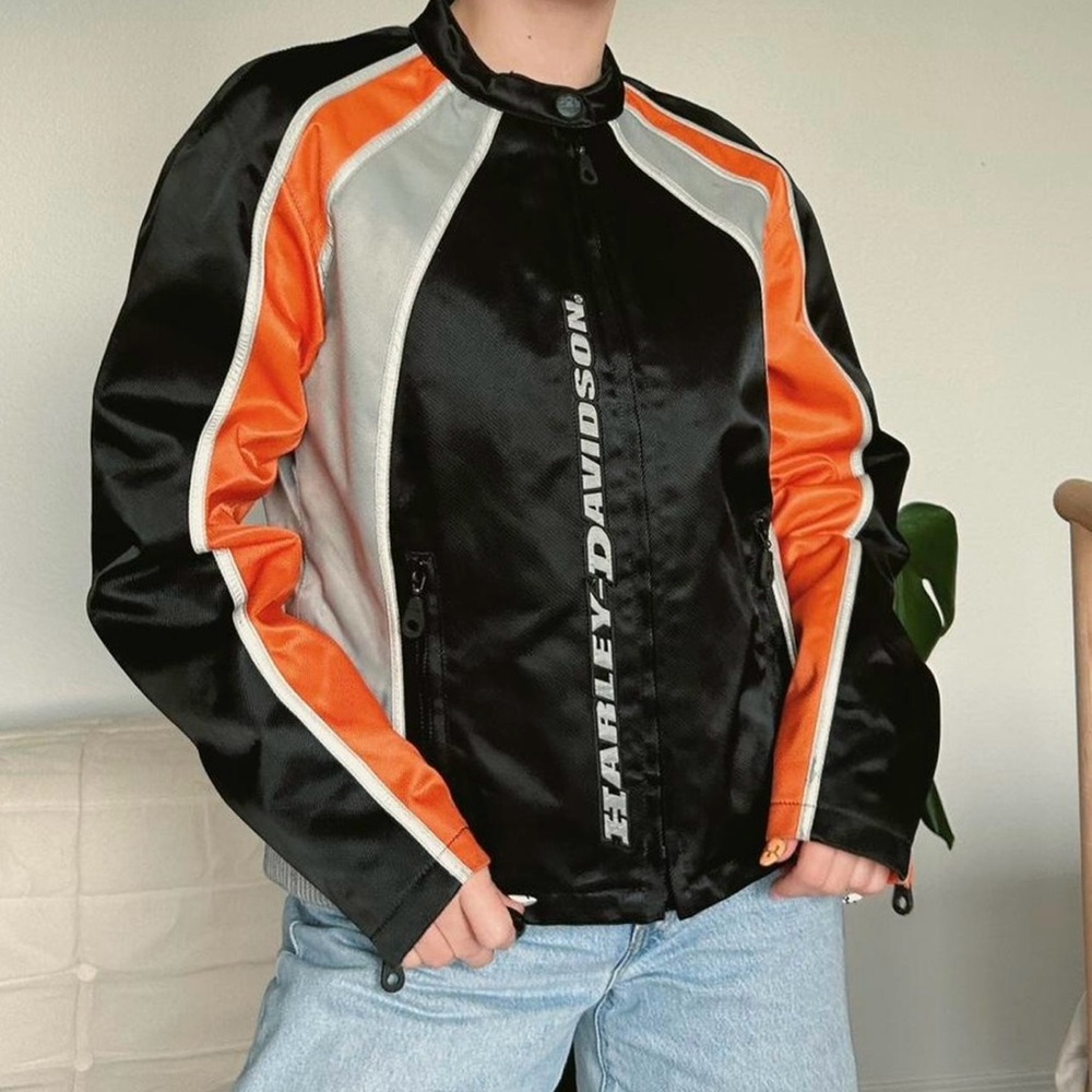 Harley-Davidson Black, Orange, and White Racing Jacket
